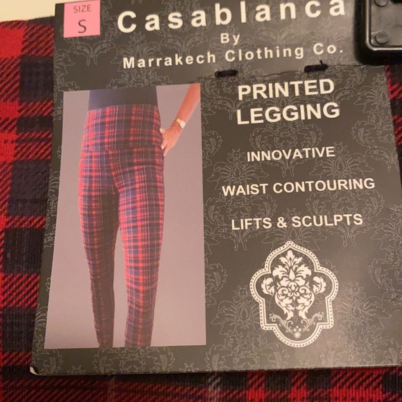 Casablanca Red Plaid leggings Sm - Picture 2 of 4